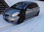 Forging through the deep snow with my dropped yaris!!