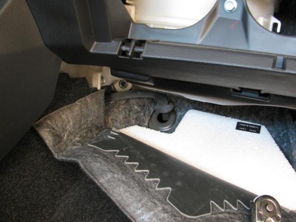 Passenger side floor has an A/C vent hose running through a rubber grommet. I used this as my access point through the firewall.