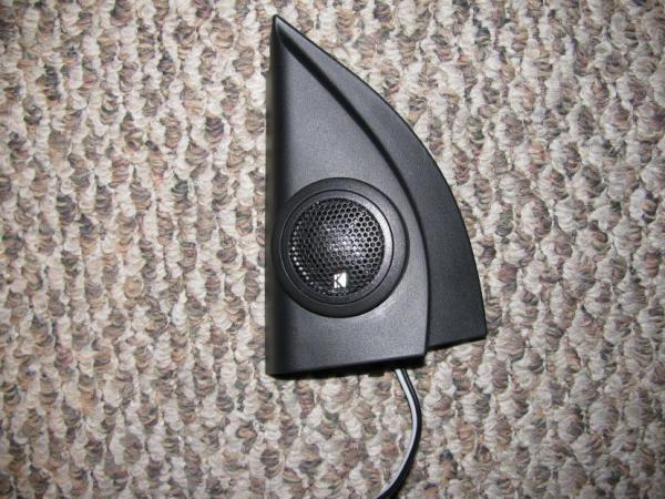 Kicker tweeter installed, front view.