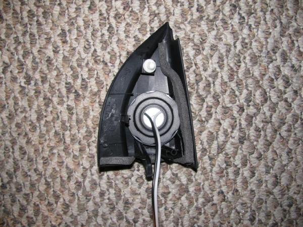 Kicker tweeter installed, back view.