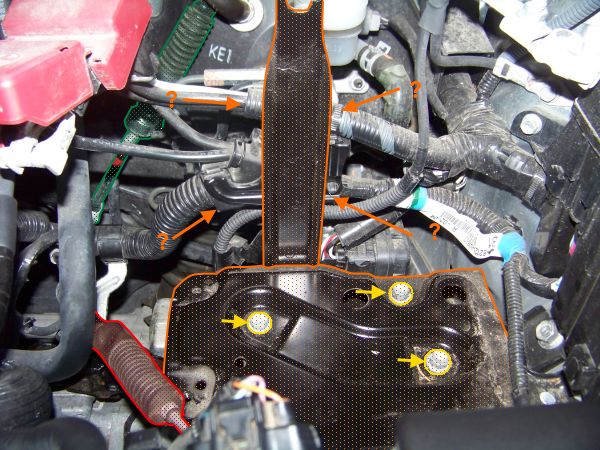 Battery tray bracket highlighted